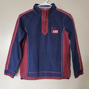 Fat Face Airlie Boys Half Zip Pullover Sweatshirt Navy Red Flag Patch Sz 10/11